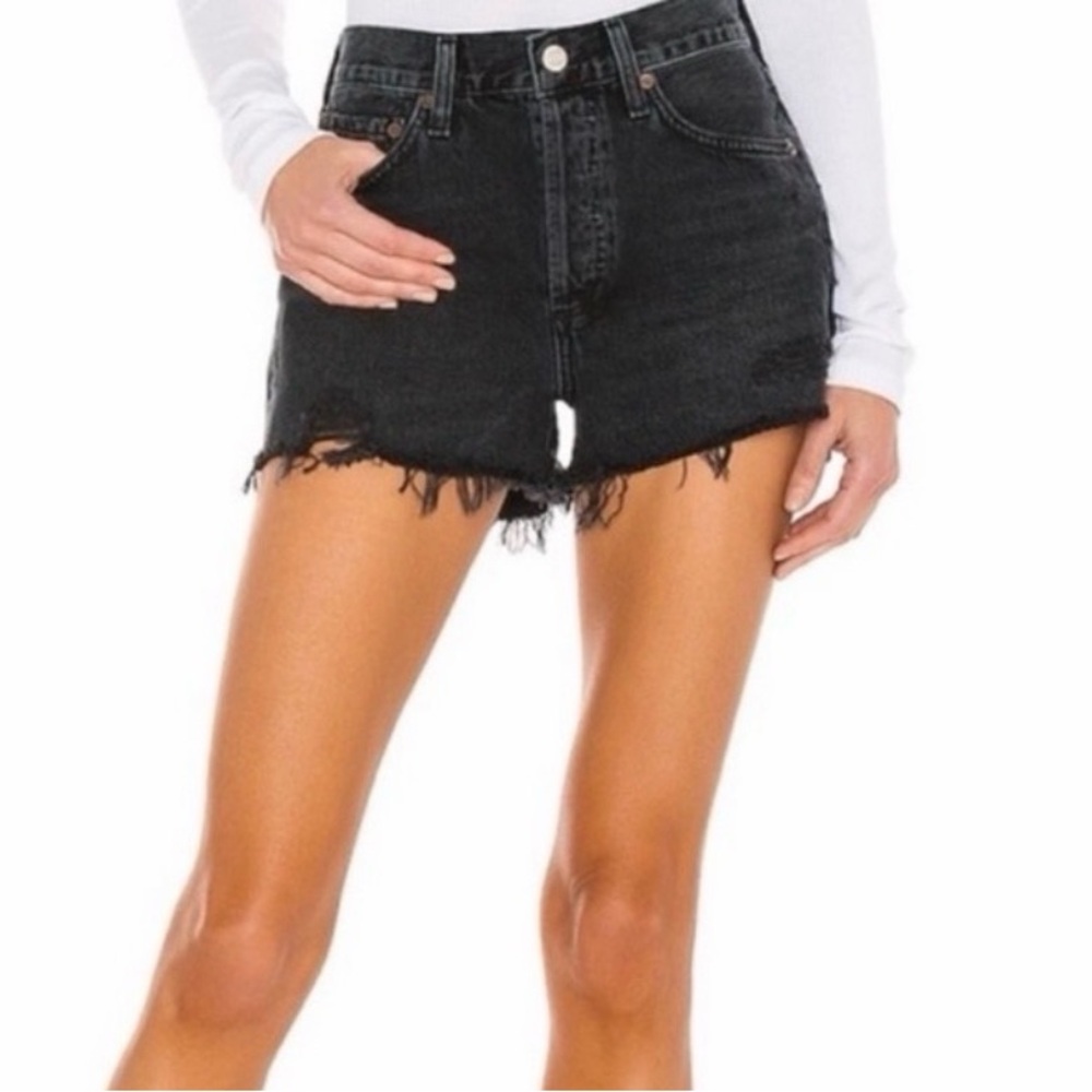Agolde Dark Denim Jean Shorts - Black